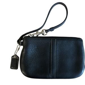Coach black leather wristlet
